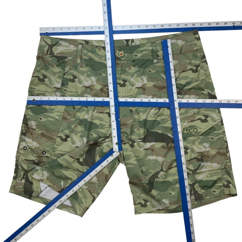 AFTCO Tactical Fishing Cargo Short 40 Green Camouflage - Picture 5 of 12